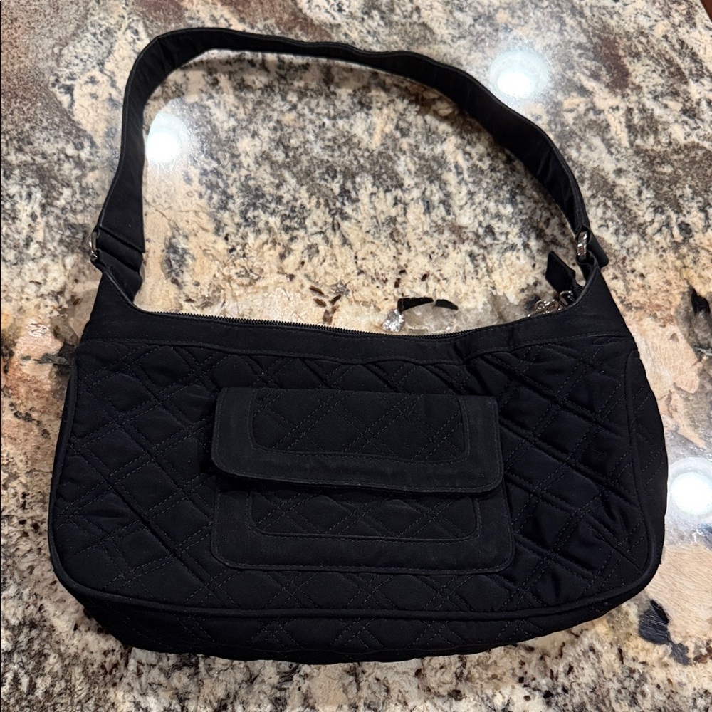 Vera Bradley Black Quilted Microfiber Shoulder Bag